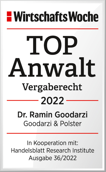 WiWo Top Anwalt vergaberecht 2022 Dr. Ramin Goodarzi
